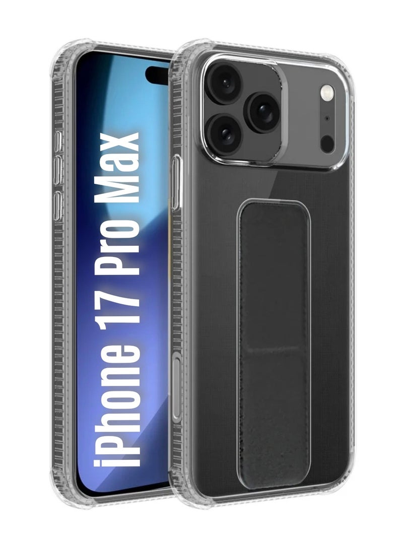 ARMOR Case Cover For Apple iPhone 17 Pro Max With Magnetic Hand Grip 3 in 1 Clear / Black - Image 1