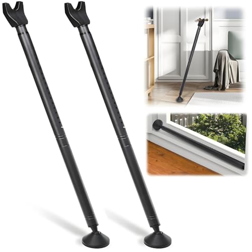 Acshio 2 Pack Door Security Bars AntiSlip Heavy Duty Door Stoppers Sliding Patio Bar 2in1 Adjustable Jammer Barricade Security Door Lock Bar for Apartment Home Travel Hotel Room - Image 1