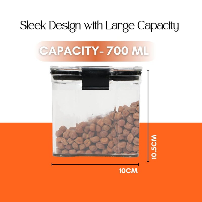 MShou Air Tight Kitchen Storage Containers Set Transparent Kitchen Storage Boxes Fridge Organizer Durable Plastic Containers for Grocery Snacks and Kitchen Accessories Set of 4700 ML - Image 5
