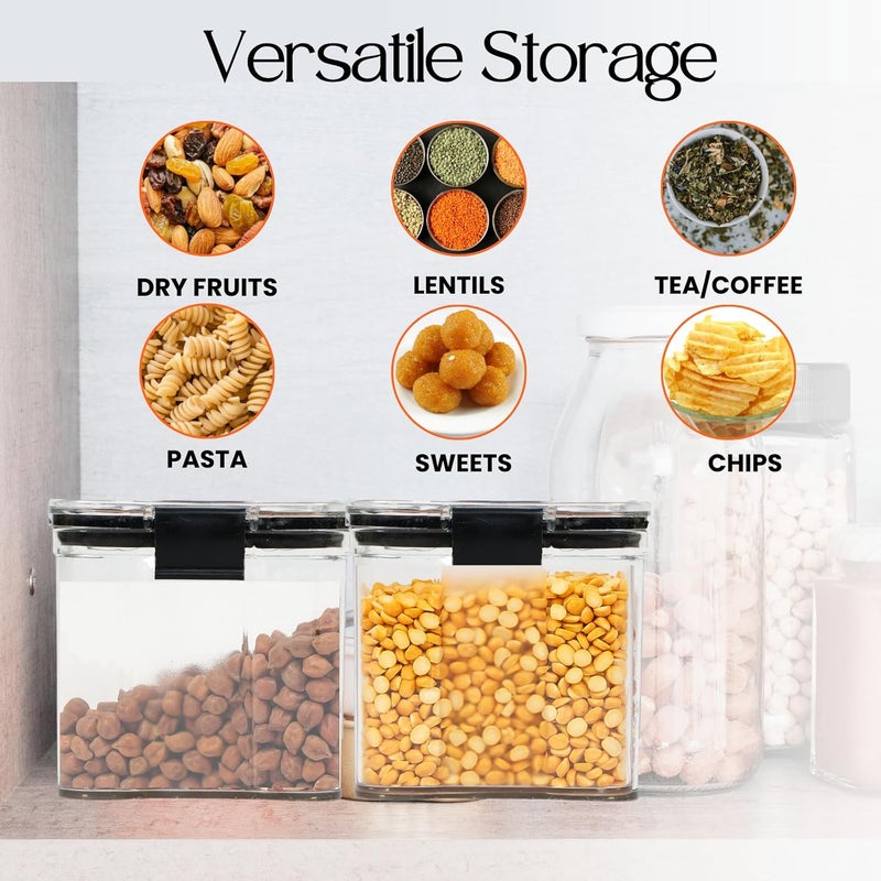MShou Air Tight Kitchen Storage Containers Set Transparent Kitchen Storage Boxes Fridge Organizer Durable Plastic Containers for Grocery Snacks and Kitchen Accessories Set of 4700 ML - Image 4