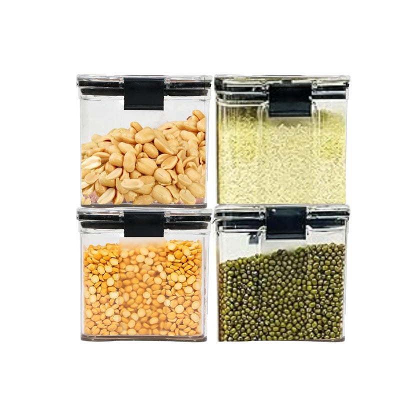 MShou Air Tight Kitchen Storage Containers Set Transparent Kitchen Storage Boxes Fridge Organizer Durable Plastic Containers for Grocery Snacks and Kitchen Accessories Set of 4700 ML - Image 1