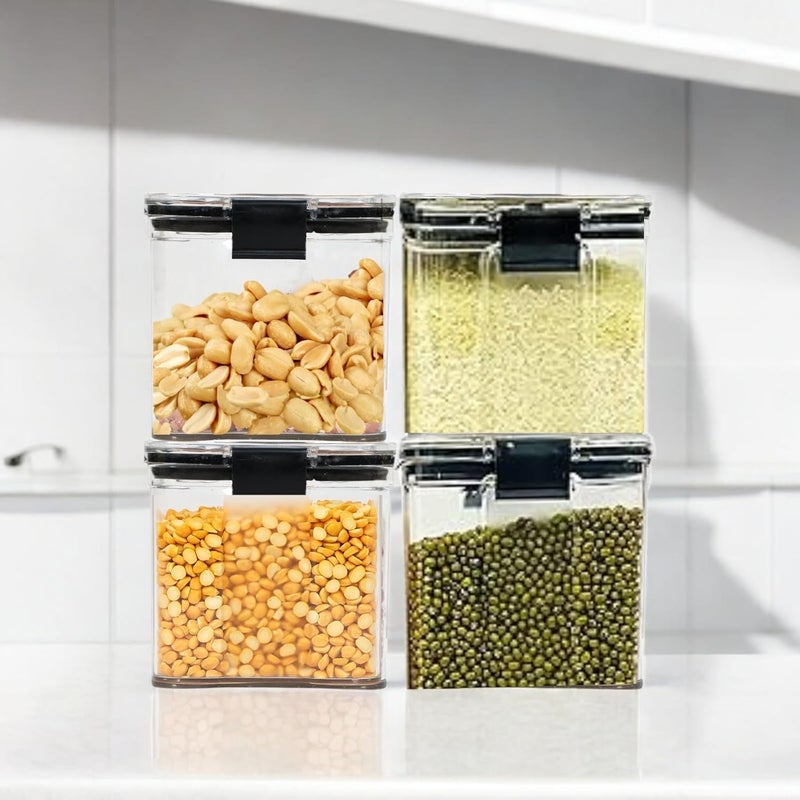 MShou Air Tight Kitchen Storage Containers Set Transparent Kitchen Storage Boxes Fridge Organizer Durable Plastic Containers for Grocery Snacks and Kitchen Accessories Set of 4700 ML - Image 3