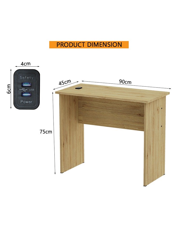 Mahmayi Mahmayi Modern Study Table with BS02 Desktop Socket with USB A/C Port, Modern Executive Desk for Adults, Home Offices, Schools, Laptop, Computer Workstation Table- Natural Davos Oak - Image 2