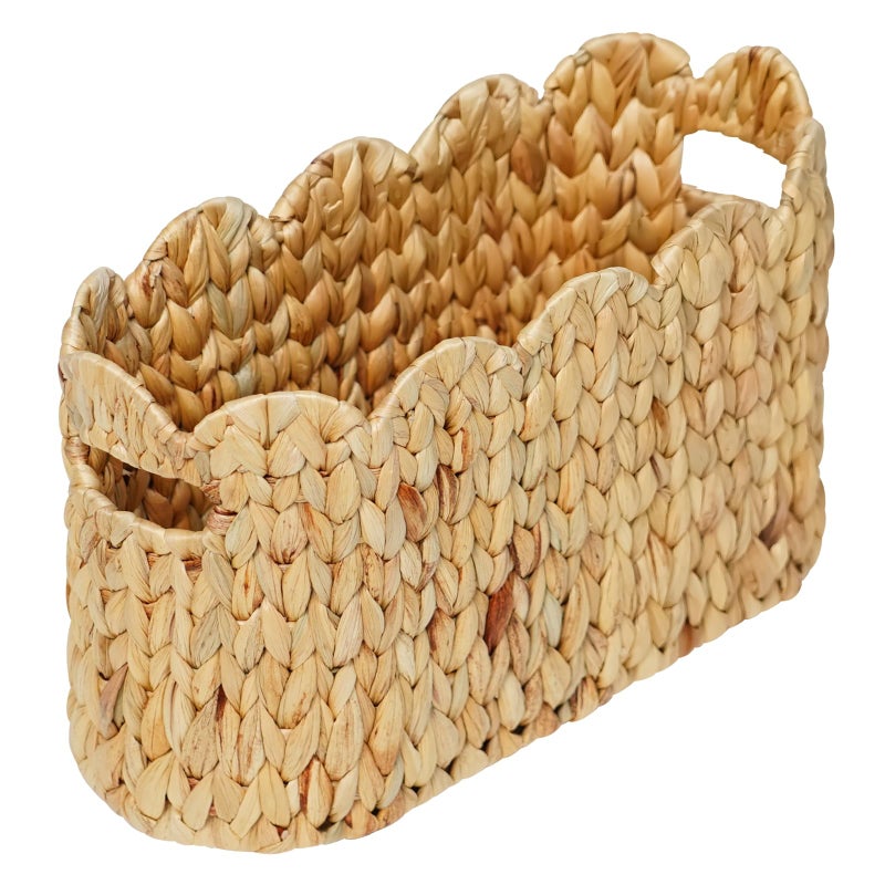 Coeusy Toilet Paper Storage BasketScalloped Wicker Basket for Bathroom Organizers and StorageHandWoven Rattan Bathroom Decor AccessoriesNatural Water Hyacinth