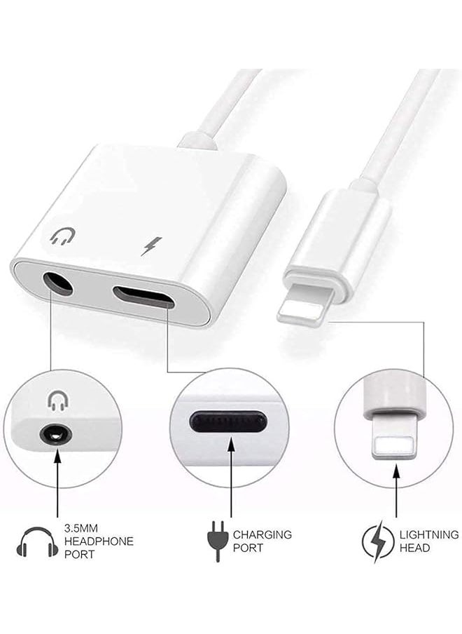 erorex - For Iphone Headphones Adapter & Splitter 2 In 1 Dual Lightning Charger Cable Aux Audio Adapter Converter For Iphone 14 13 12 11 - Image 1