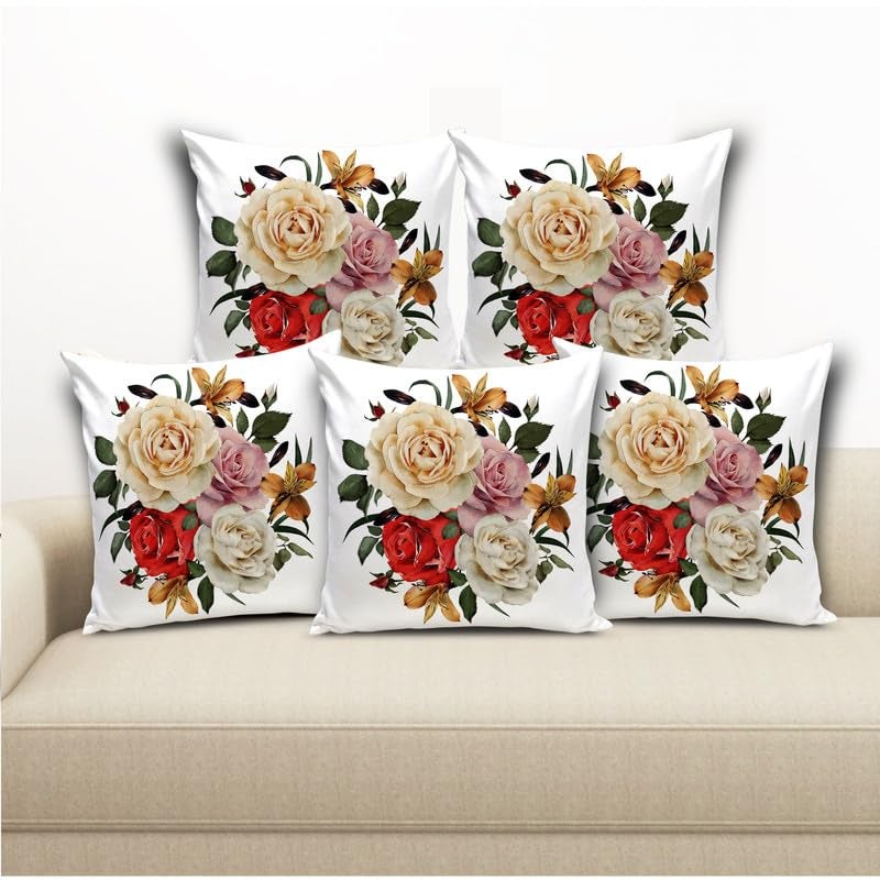 BMRGIFTS Soft Fabric Decorative Designer Printed Cushion Cover Decorations for Sofa Living Room 16 x 16 inch Set of 5 Multi (CC13) - Image 1