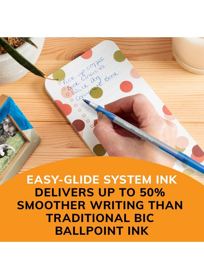 بيك أقلام حبر جاف زرقاء مريحة للغاية من BIC Round Stic Grip Xtra Comfort، ذات رأس متوسط (1.2 مم)، عبوة من 12 قلمًا، أقلام كتابة ممتازة مع قبضة ناعمة لراحة وتحكم رائعين - Image 5