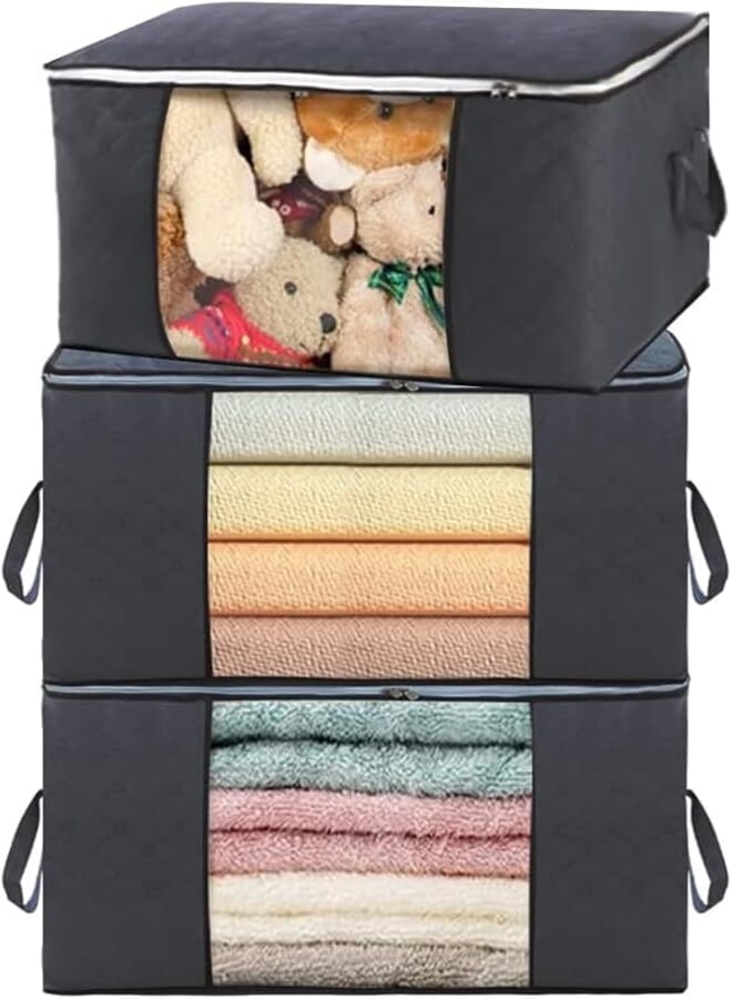 100-Liter Quilted Storage Bag, 50×40×50 cm, Clothes, Bedding, Home Items Organizer