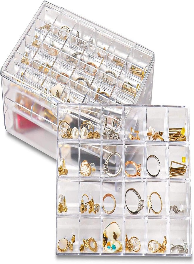 ROKTRY Jewelry Storage Box Earrings Hand Jewelry Ear Stud Necklace More Than Partitioned and Portable Box Large Capacity Dustproof (Clear)(3PCS) - Image 1