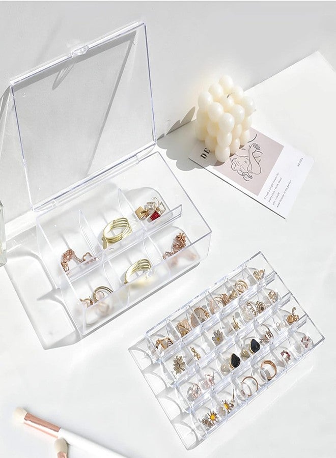 ROKTRY Jewelry Storage Box Earrings Hand Jewelry Ear Stud Necklace More Than Partitioned and Portable Box Large Capacity Dustproof (Clear)(3PCS) - Image 2
