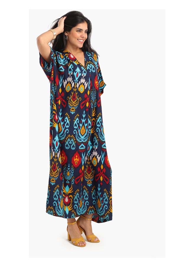 Clue Printed V-Neck Midi Dress  - Image 2