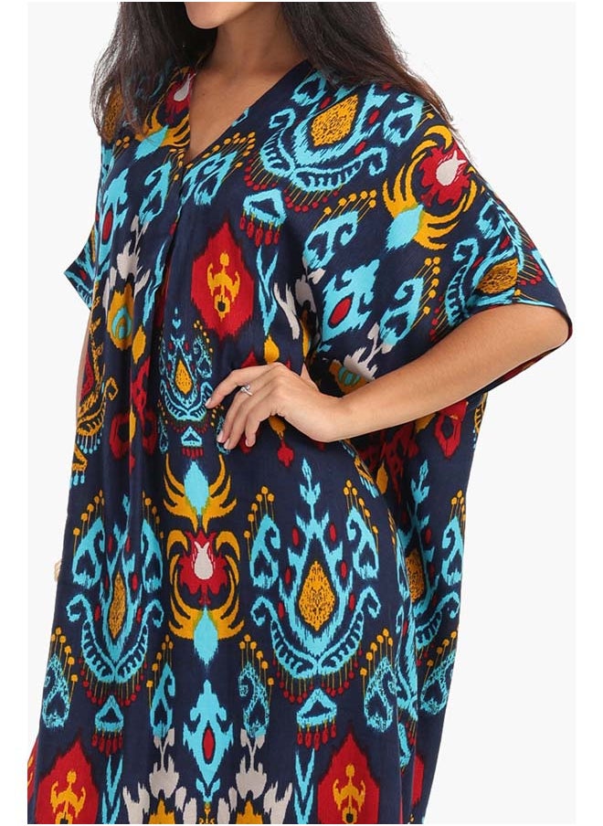 Clue Printed V-Neck Midi Dress  - Image 4