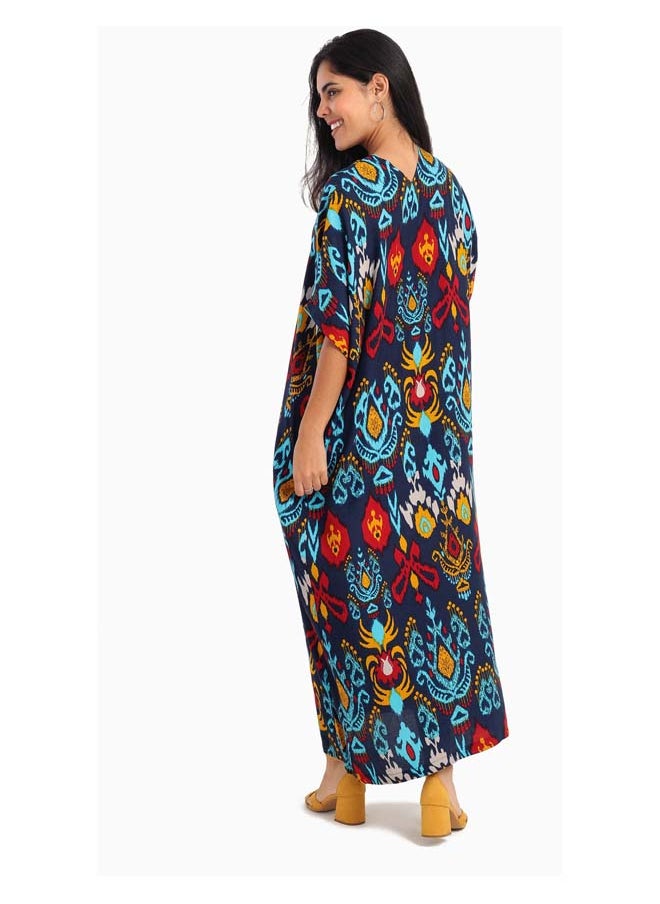 Clue Printed V-Neck Midi Dress  - Image 3