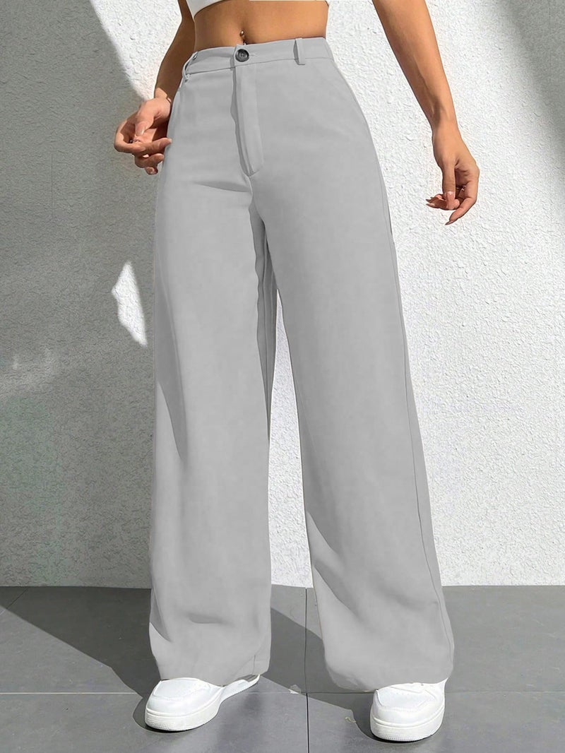 Toochki Trousers for Woman Pants Women's Formal Office Korean | Grey Track Pant | Straight | Cotton Spandex Stretchable Trouser | High-Waisted Bottom Wear - Image 3