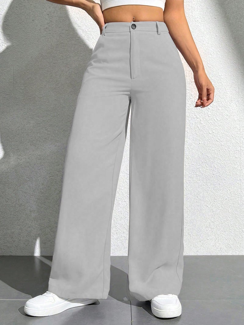 Toochki Trousers for Woman Pants Women's Formal Office Korean | Grey Track Pant | Straight | Cotton Spandex Stretchable Trouser | High-Waisted Bottom Wear - Image 4