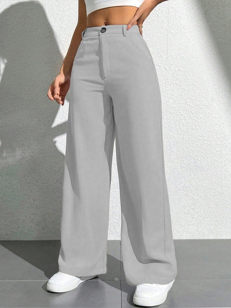 Toochki Trousers for Woman Pants Women's Formal Office Korean | Grey Track Pant | Straight | Cotton Spandex Stretchable Trouser | High-Waisted Bottom Wear - Image 5
