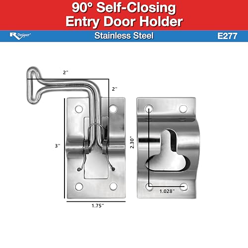 RV Designer E277 90° Entry Door Holder, Stainless Steel, Silver - Image 2
