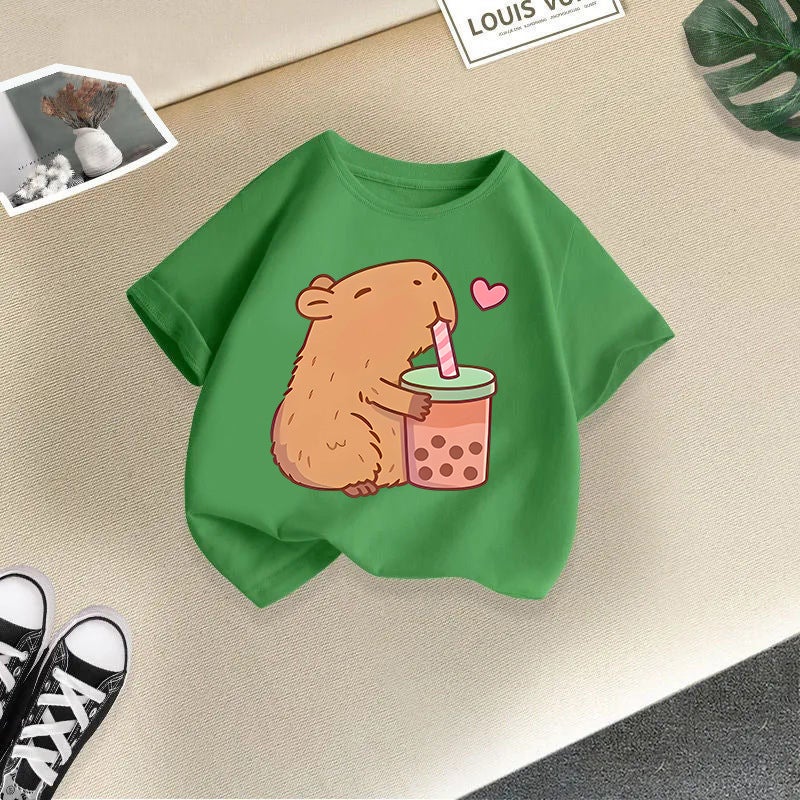 2026 New Summer Short-Sleeved Cartoon Print T-Shirts For Boys And Girls, Casual Tops For Girls, Children'S Clothing, Trend - Image 1