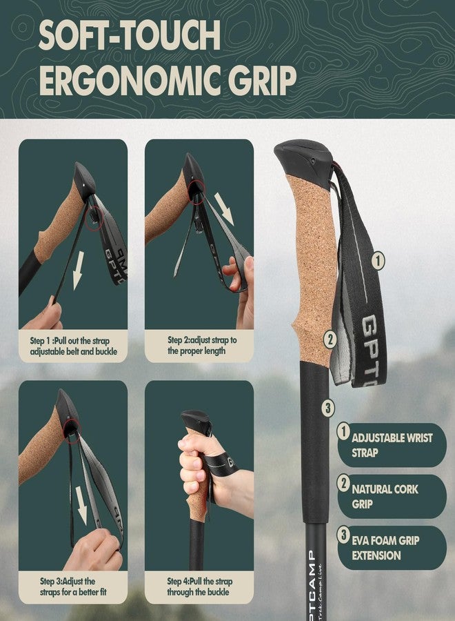 GPTCAMP Walking Sticks,Trekking Poles Collapsible Hiking Poles,Lightweight Folding Travel Walking Sticks for Men Women,2pc Adjustable Hiking Sticks with EVA Foam Grips for Backpacking,Black - Image 5