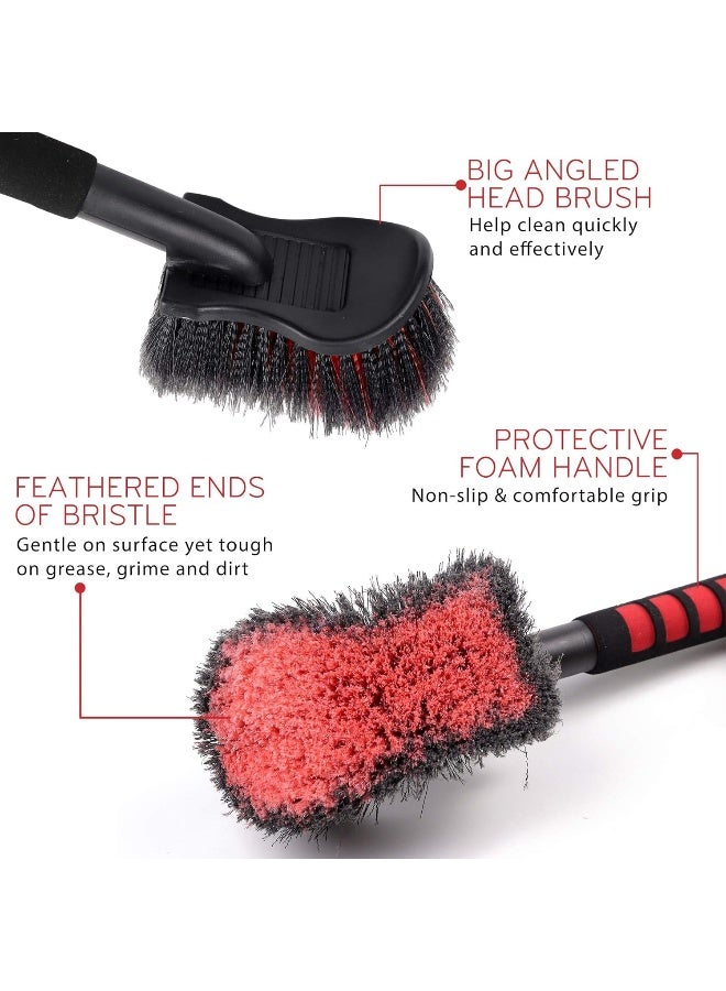 TAKAVU TAKAVU Long Handle Wheel Tire Body Brush, 17.5” Car Wash Brush for Easy Scrubbing, Durable Premium Soft Bristle, Cleans Dirty Tires & Releases Dirt and Road Grime  - Image 2