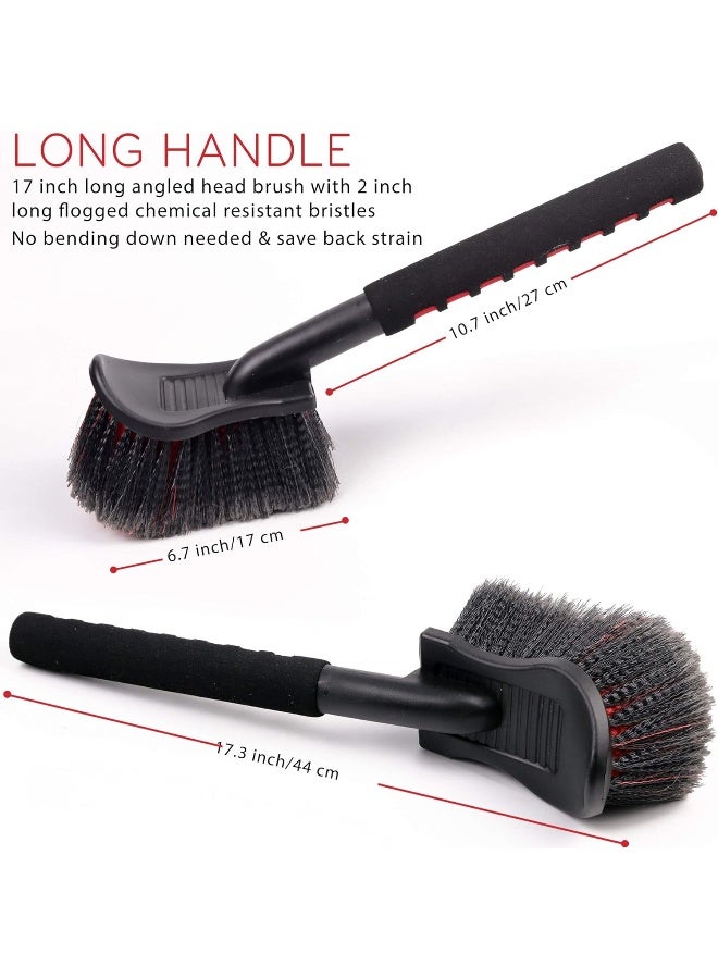 TAKAVU TAKAVU Long Handle Wheel Tire Body Brush, 17.5” Car Wash Brush for Easy Scrubbing, Durable Premium Soft Bristle, Cleans Dirty Tires & Releases Dirt and Road Grime  - Image 3