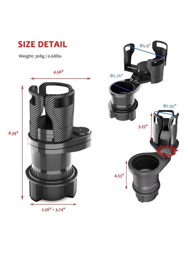 GO-DES 2 in 1 Car Drink Holder Expander, Adjustable Cup Holder, 360 Degree Rotating Car Cup Stand for Bottle and Can - Image 4