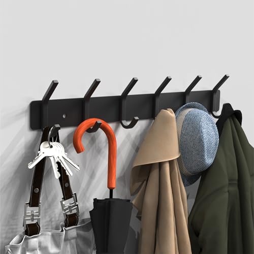 VAEHOLD Wall Hooks Coat Hooks Wall Mounted, Coat Rack with 6 Double Hooks for Hanging Towel Hat Coat Robe Bag Key for Bathroom Kitchen Bedroom（1 Pack） - Image 3