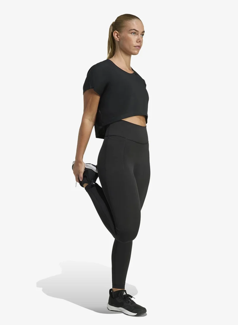 Adidas  3-Stripes Power Workout Cropped Boxy  T-Shirt for Women | Best Price UAE