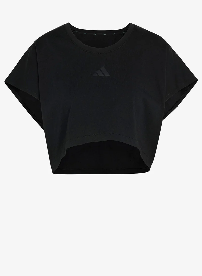 Adidas  3-Stripes Power Workout Cropped Boxy  T-Shirt for Women | Best Price UAE