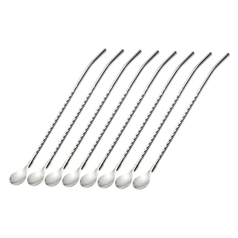 Stainless Steel Reusable Ice Cream Straw Spoons 8 Pieces Set - Image 2