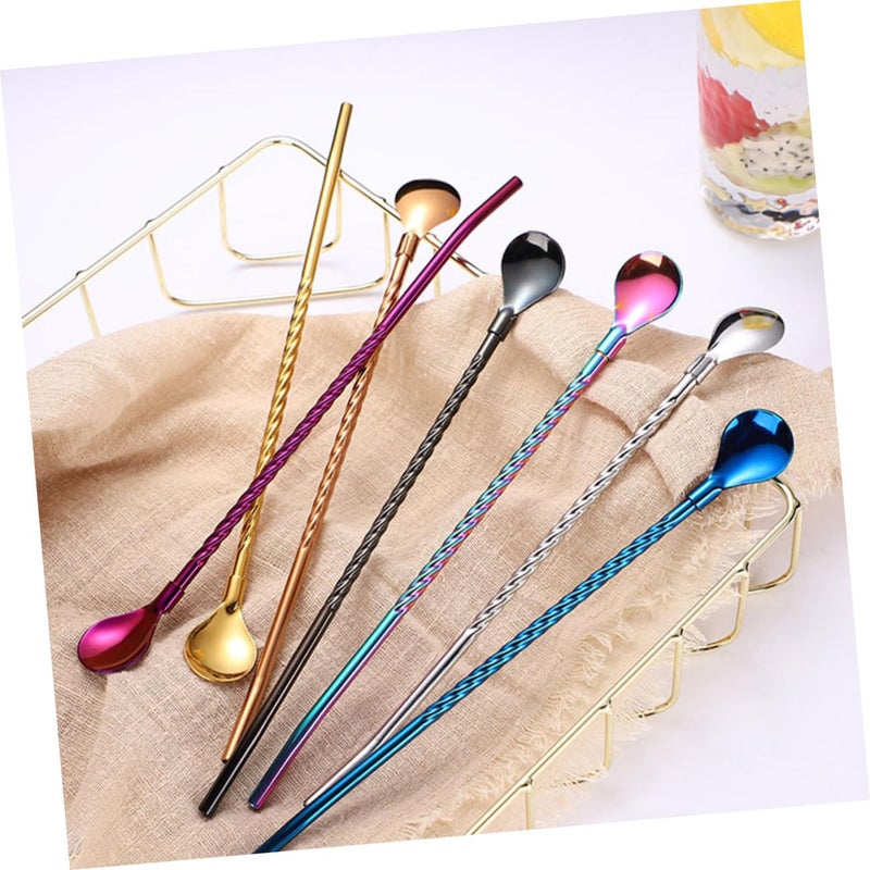 Stainless Steel Reusable Ice Cream Straw Spoons 8 Pieces Set - Image 5