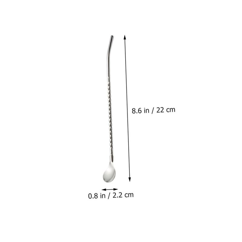 Stainless Steel Reusable Ice Cream Straw Spoons 8 Pieces Set - Image 3