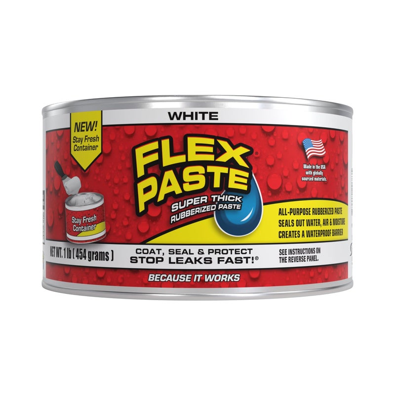 Flex Paste, Waterproof Paintable Putty, Spackle Sealant, Fill Gaps Cracks Holes - Block Out Water and Air - UV Resistant - Walls, Drywall, EPDM, Concrete, Roof, RV Repairs, White, Half-Quart - Image 1