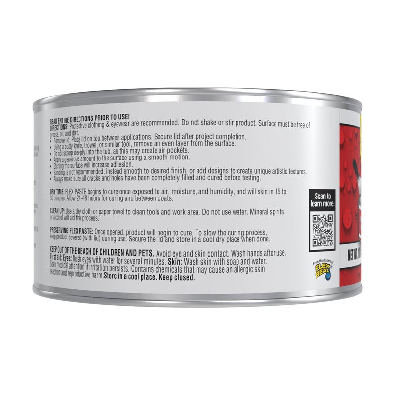 Flex Paste, Waterproof Paintable Putty, Spackle Sealant, Fill Gaps Cracks Holes - Block Out Water and Air - UV Resistant - Walls, Drywall, EPDM, Concrete, Roof, RV Repairs, White, Half-Quart - Image 2