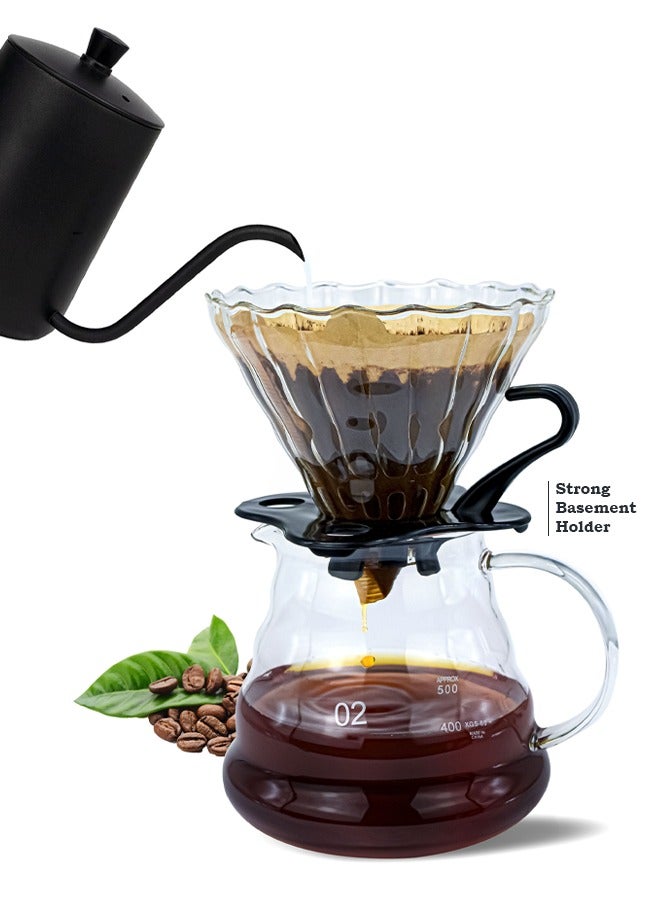 أيه بي جي طقم ماكينة تحضير القهوة مكون من 13 قطعة مع مطحنة يدوية ومجموعة لتقطير القهوة وغلاية ومقياس قهوة وقمع تنقيط زجاجي - مثالية للمنزل والمكتب والسفر والرحلات حقيبة ادوات القهوه المختصه طقم - - Image 4