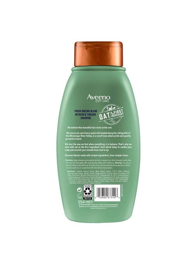Aveeno شامبو وبلسم فريش جرينز بالروزماري والنعناع والخيار لتكثيف وتغذية الشعر، شامبو منقي ومكثف للشعر الرقيق والخفيف، خالي من البارابين، 12 أونصة سائلة  - Image 4
