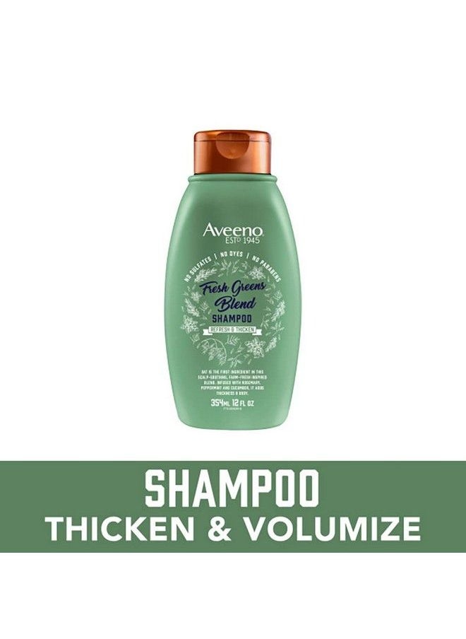 Aveeno شامبو وبلسم فريش جرينز بالروزماري والنعناع والخيار لتكثيف وتغذية الشعر، شامبو منقي ومكثف للشعر الرقيق والخفيف، خالي من البارابين، 12 أونصة سائلة  - Image 3