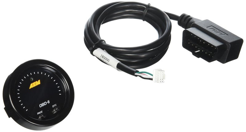 عداد رقمي AEM XSeries 52mm OBD II لعرض معلمات المحرك وأكواد CEL باللون الأسود