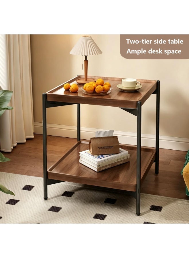 DubaiGallery Compact Coffee Side Table with Storage – Durable Metal Frame & Wood Finish Design This modern side table combines practicality and elegance with a strong steel frame and attractive wooden shelves. Great for storing magazines, remote controls, plants, and beverages while complementing contemporary and rustic home décor styles. - Image 3
