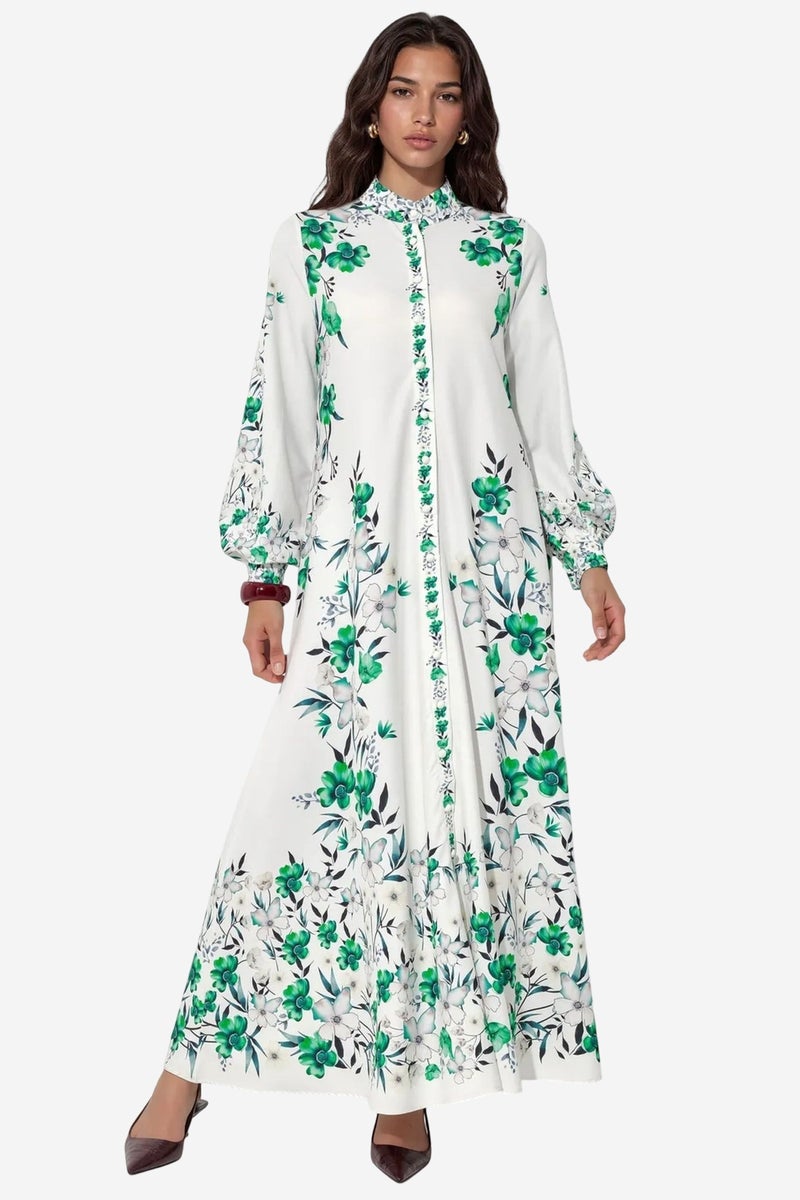 Jennyfer Floral Belted Maxi Shirt Dress - Image 1