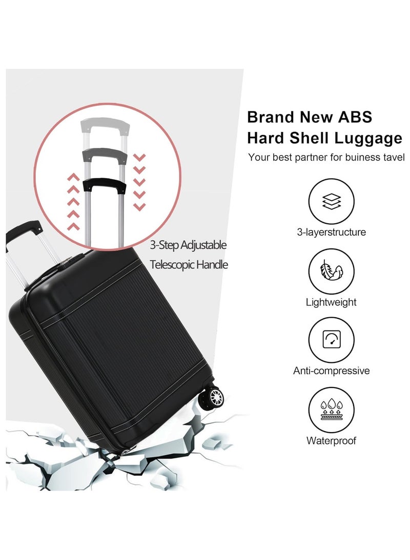 Yuwell 3-Piece Luggage Sets 20/24/28 inch Hard Shell ABS + PC, Expandable Design, Spinner Wheels, Luggage Bag 3 Piece Suitcase Set Multidirectional Wheels Travel Bags Scratch-Resistant Surface Trolley Bag Luggage Set 3 Black - Image 2