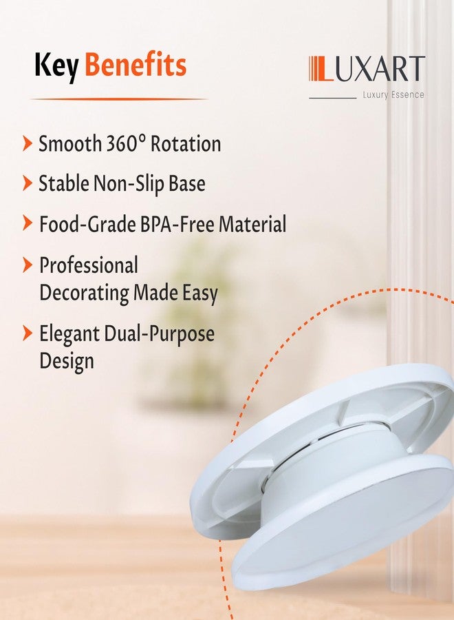 LUXART 11 Inch Rotating Cake Turntable for Cake Decorating | Smooth 360° Revolving Cake Stand with Non-Slip Base | Food Grade BPA-Free Plastic | White Colour | Baking & Dessert Display - Image 2