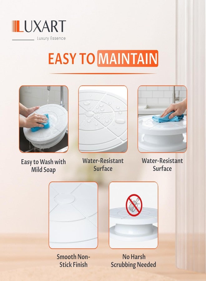 LUXART 11 Inch Rotating Cake Turntable for Cake Decorating | Smooth 360° Revolving Cake Stand with Non-Slip Base | Food Grade BPA-Free Plastic | White Colour | Baking & Dessert Display - Image 5