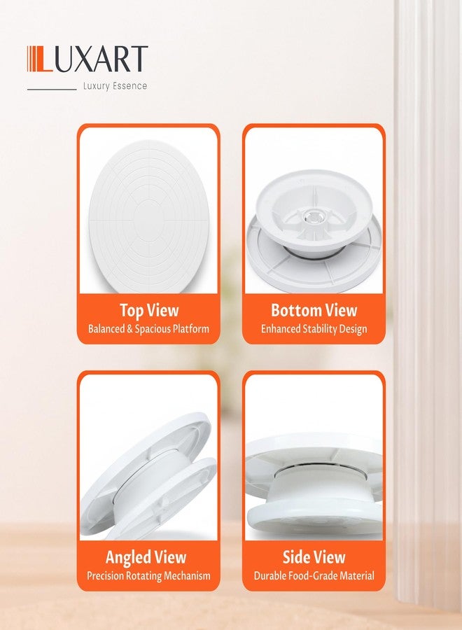 LUXART 11 Inch Rotating Cake Turntable for Cake Decorating | Smooth 360° Revolving Cake Stand with Non-Slip Base | Food Grade BPA-Free Plastic | White Colour | Baking & Dessert Display - Image 3