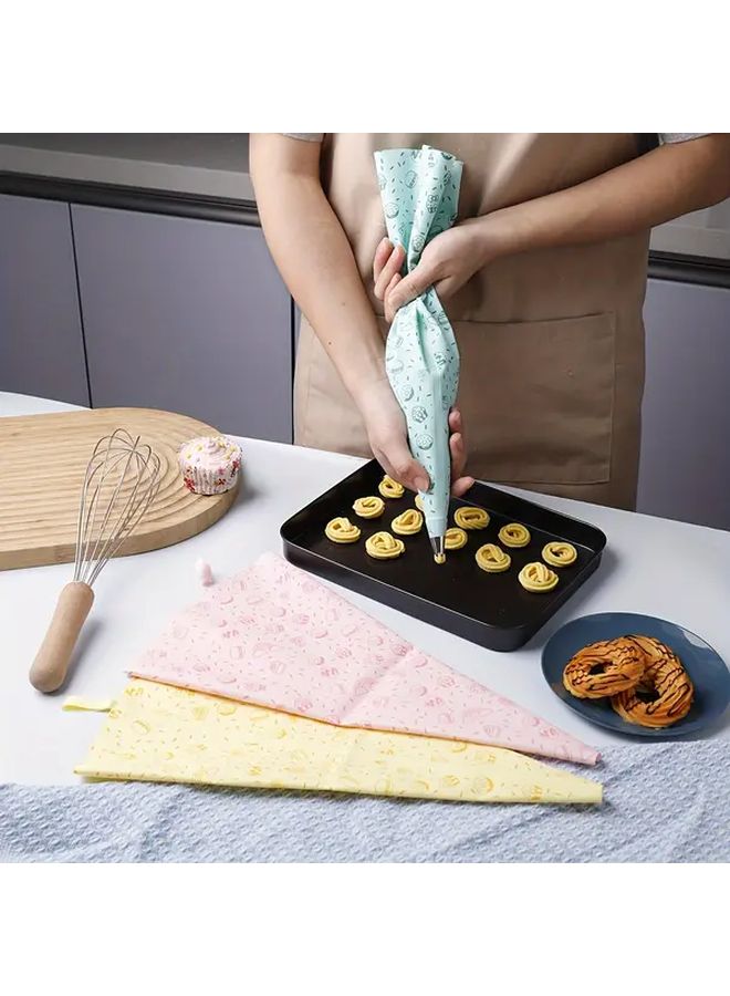 3pcs Macaron Style TPU Piping Bags 14 Inch Flower Pattern Cake Decorating Baking Tool Set For Cupcake Cookie Frosting Pastry Reusable Icing Tips - Image 2