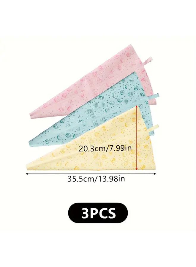 3pcs Macaron Style TPU Piping Bags 14 Inch Flower Pattern Cake Decorating Baking Tool Set For Cupcake Cookie Frosting Pastry Reusable Icing Tips - Image 3