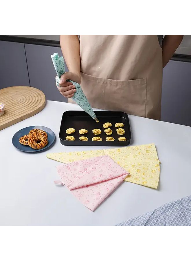 3pcs Macaron Style TPU Piping Bags 14 Inch Flower Pattern Cake Decorating Baking Tool Set For Cupcake Cookie Frosting Pastry Reusable Icing Tips - Image 1