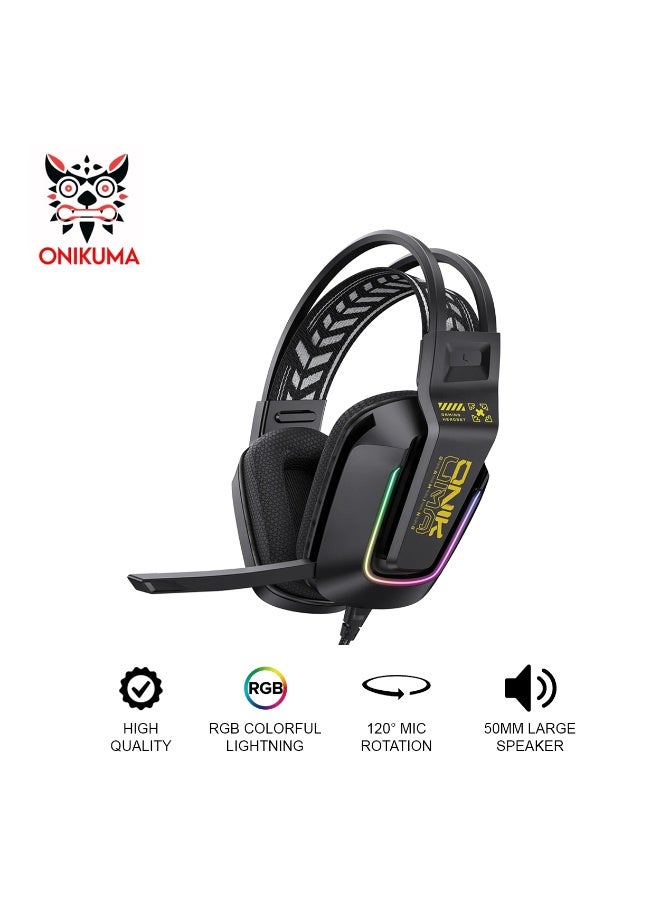 ONIKUMA X13 Gaming Headset, Over-Ear Headphones with Microphone,  RGB Light, for PC PS4 - Image 3