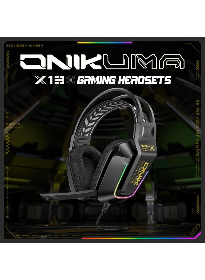 ONIKUMA X13 Gaming Headset, Over-Ear Headphones with Microphone,  RGB Light, for PC PS4 - Image 4
