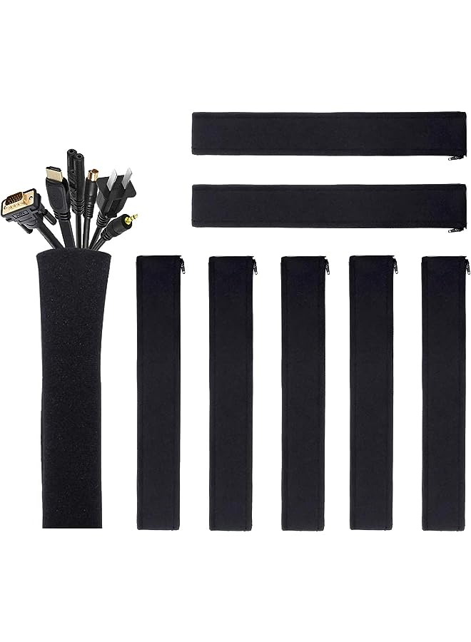 JOTO Pack) JOTO Cable Management Sleeve, Cord Management System for TV/Computer/Home Entertainment, 19-20 inch Flexible Cable Sleeve Wrap Cover Organizer -Black - Image 1